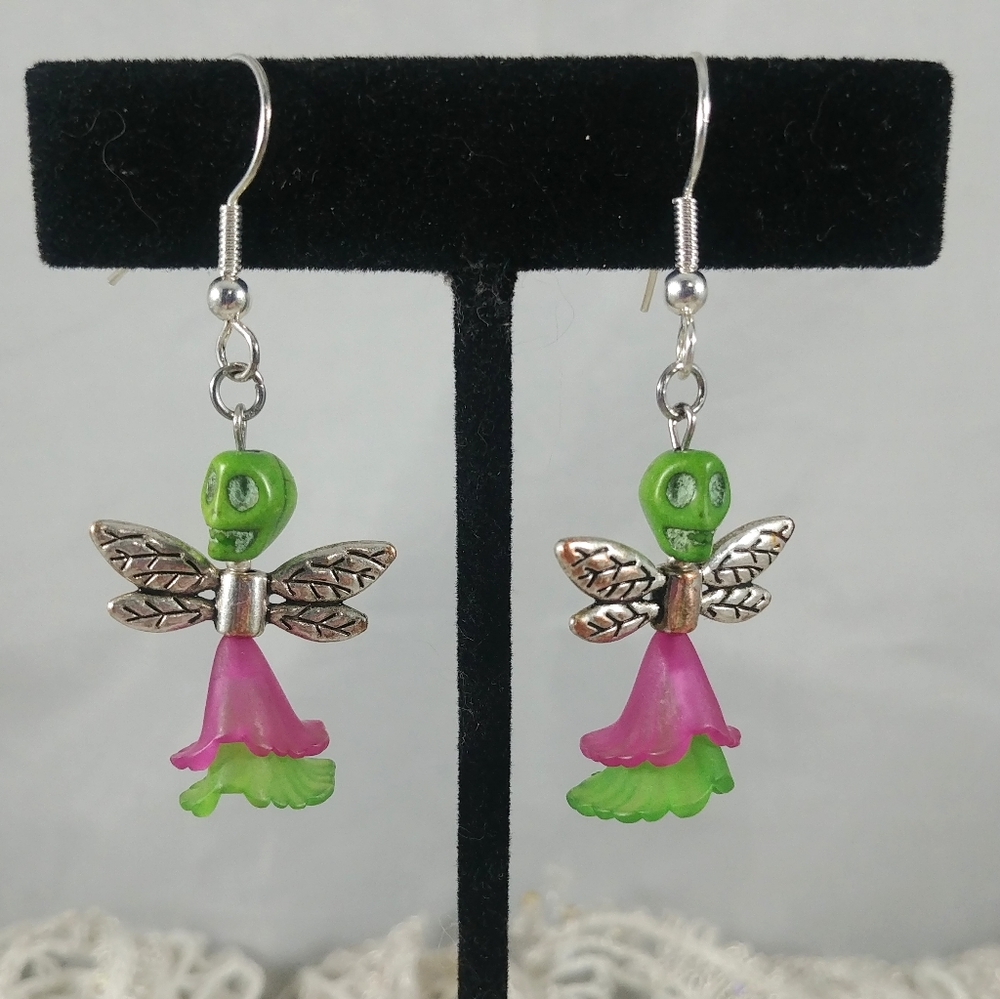 Fairy skull / skeleton with wings earrings